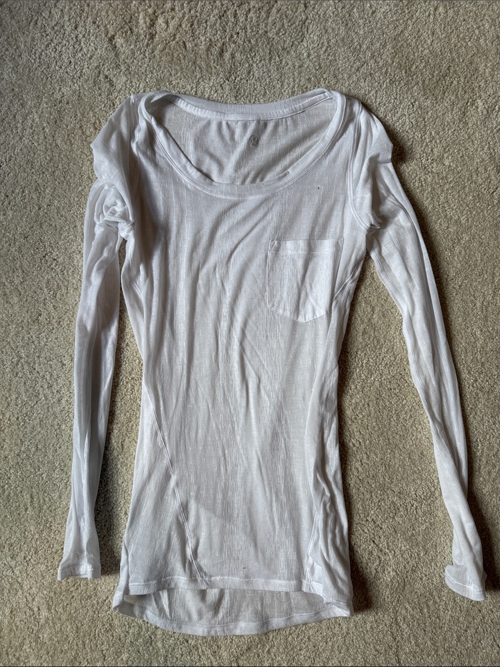 lululemon athletica White Long Sleeve Scoop Neck Pocket Tee